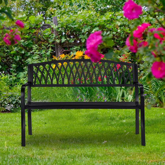 Garden Bench 2-Seater Iron Balcony Terrace Backseat