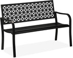 Garden Bench 2-Seater Patio Balcony Steel Geometric Design