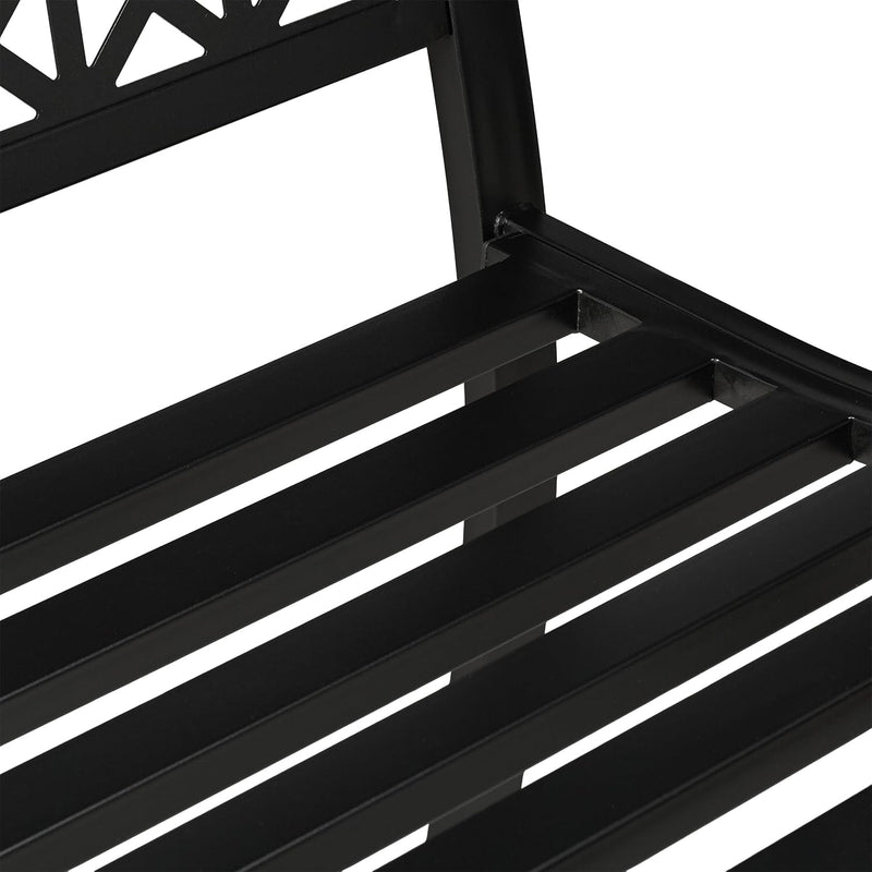 Garden Bench 2-Seater Patio Balcony Steel Geometric Design