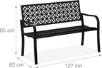 Garden Bench 2-Seater Patio Balcony Steel Geometric Design