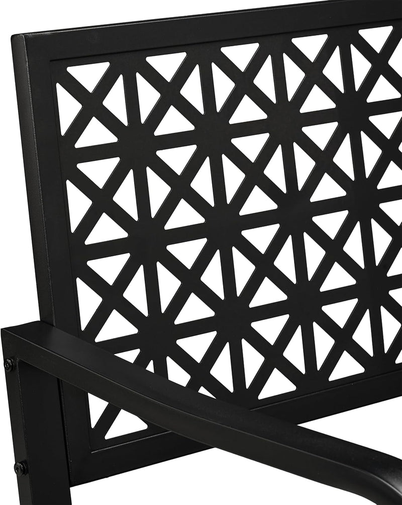 Garden Bench 2-Seater Patio Balcony Steel Geometric Design