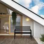 Garden Bench 2-Seater Patio Balcony Steel Geometric Design