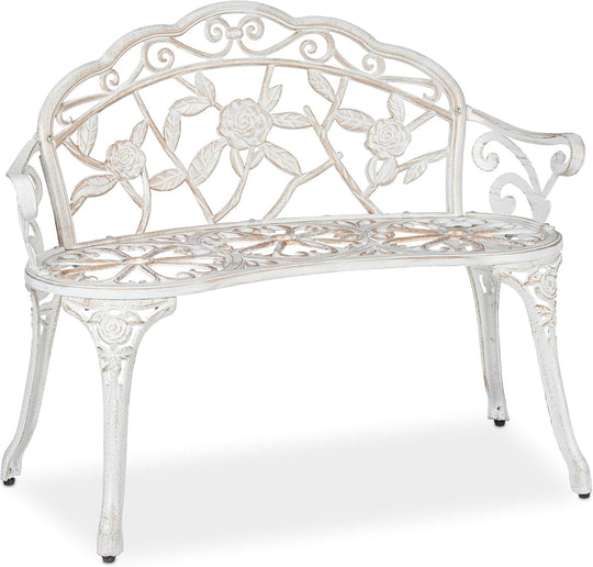 Garden Bench 2 Seater Roses Terrace Balcony Cast