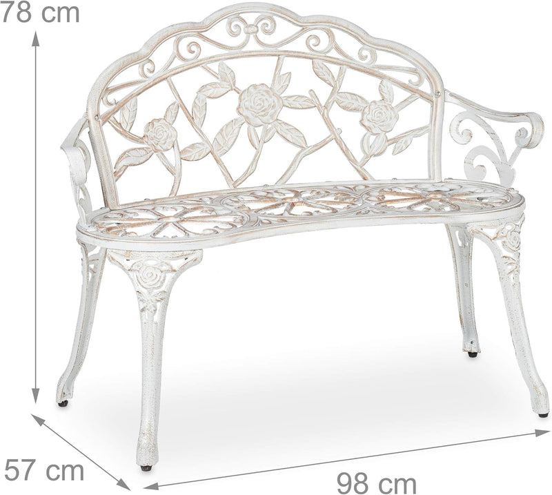 Garden Bench 2 Seater Roses Terrace Balcony Cast