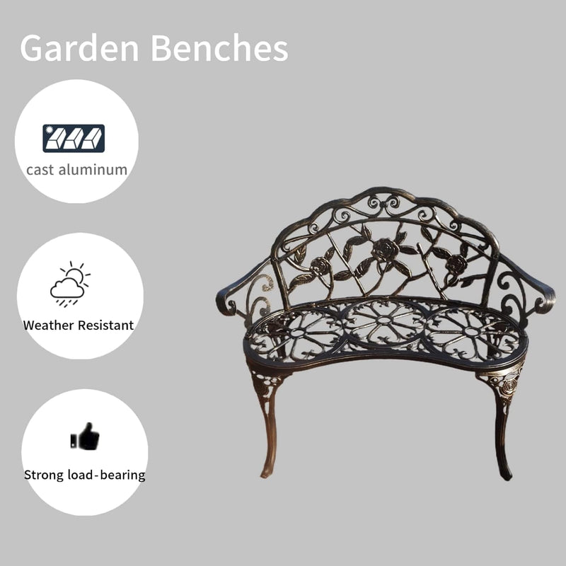Garden Bench Metal Aluminium Rose