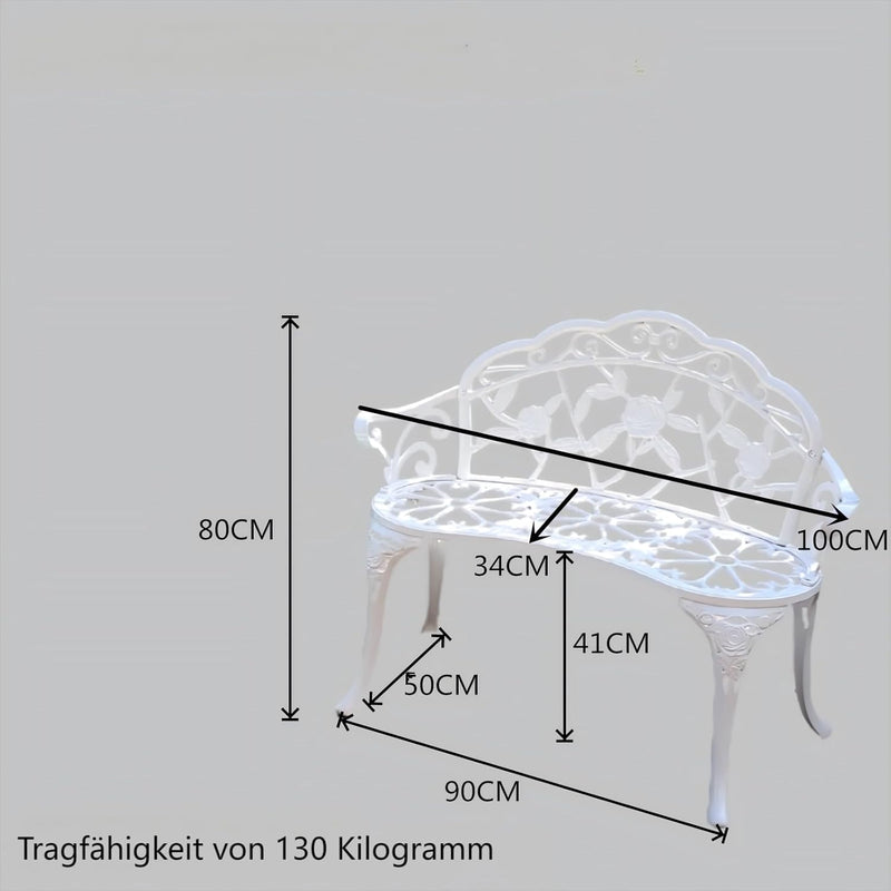 Garden Bench Metal Aluminium Rose