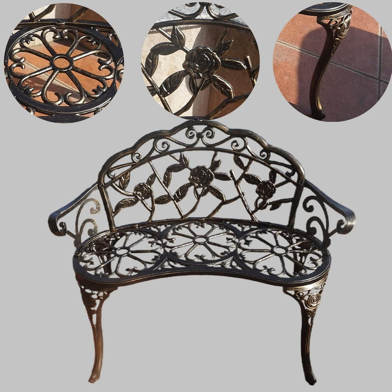 Garden Bench Metal Aluminium Rose