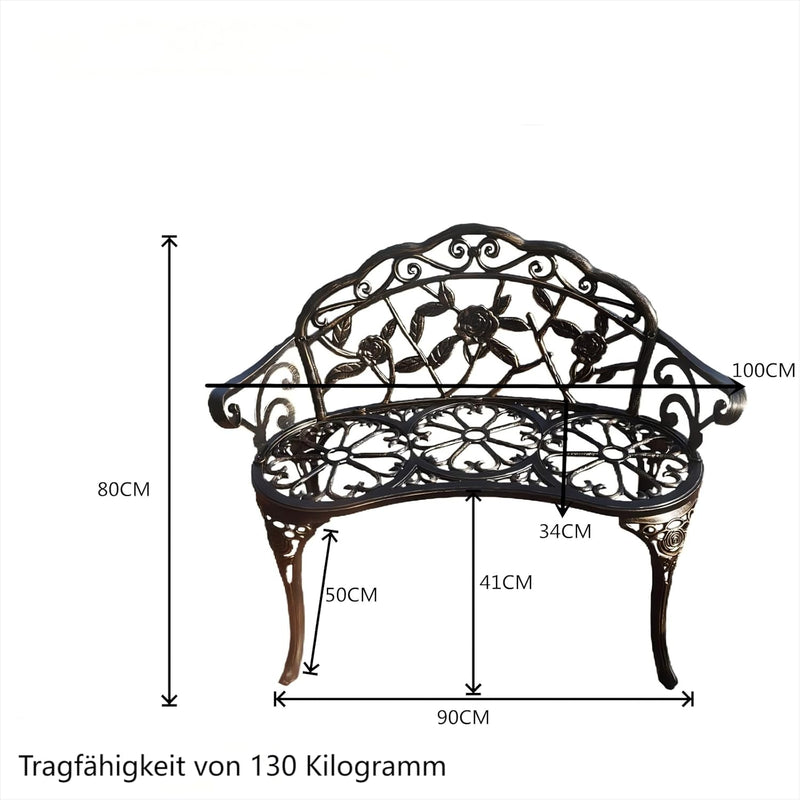 Garden Bench Metal Aluminium Rose