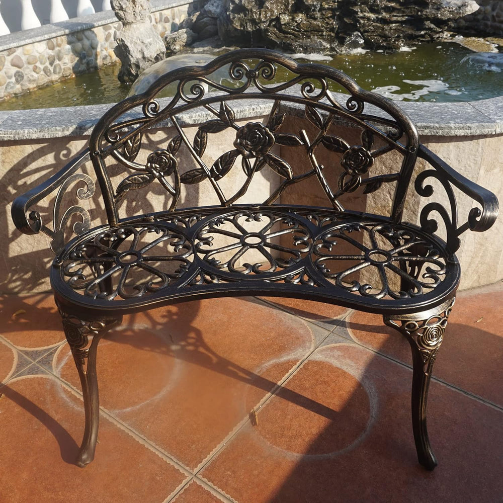 Garden Bench Metal Aluminium Rose