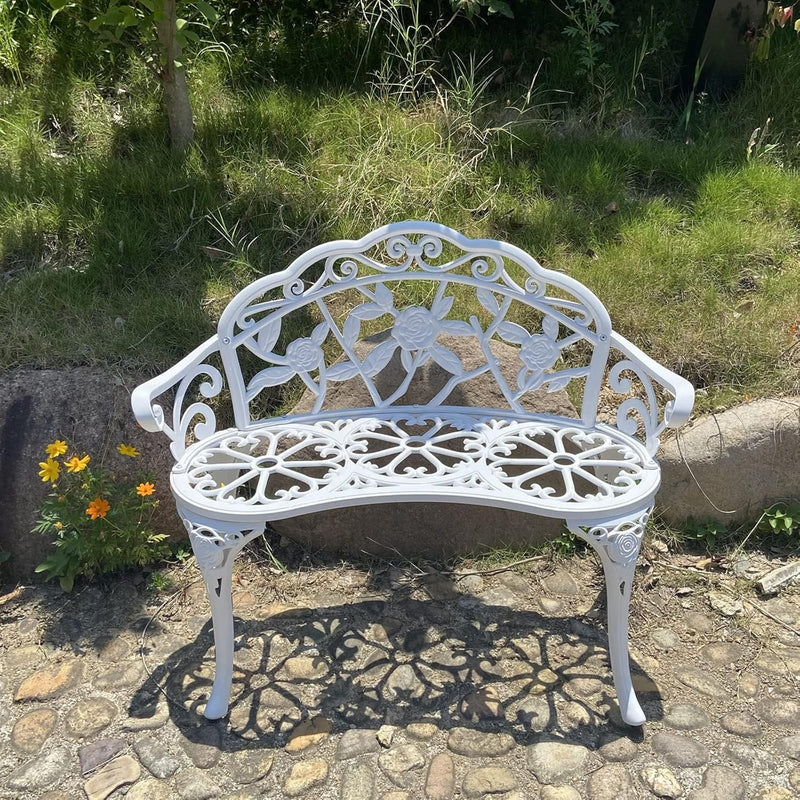 Garden Bench Metal Aluminium Rose
