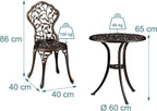 Garden Bistro Set 3-Piece Table 2 Chairs Antique
