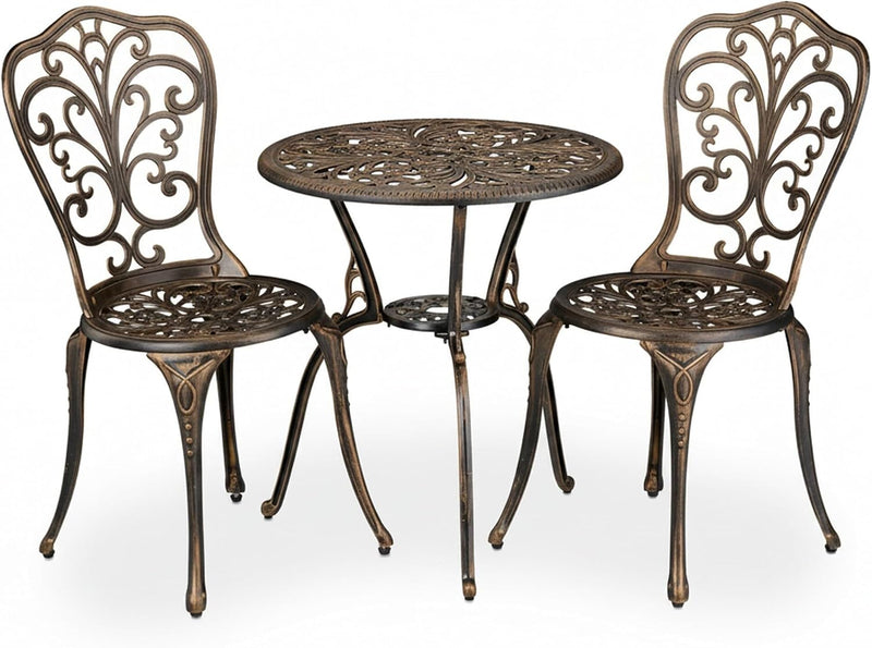 Garden Bistro Set 3-Piece Table 2 Chairs Antique