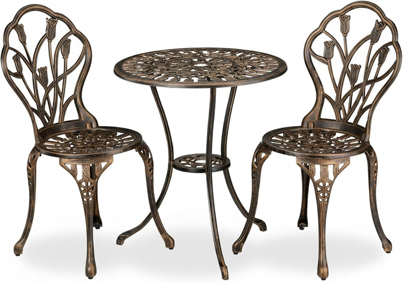 Garden Bistro Set 3-Piece Table 2 Chairs Antique