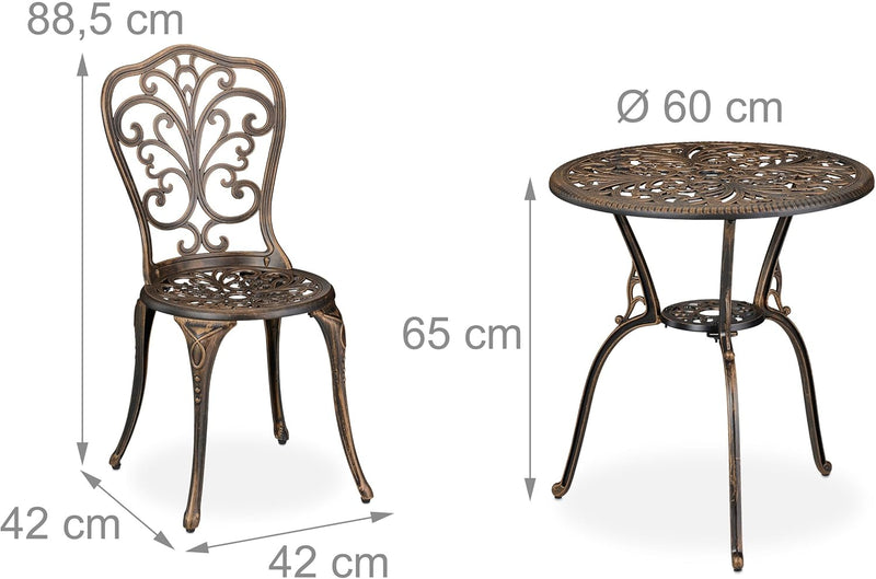 Garden Bistro Set 3-Piece Table 2 Chairs Antique