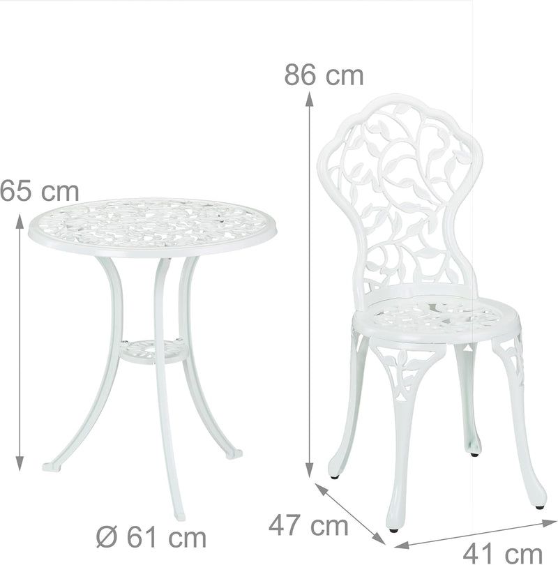 Garden Bistro Set 3-Piece Table 2 Chairs Antique