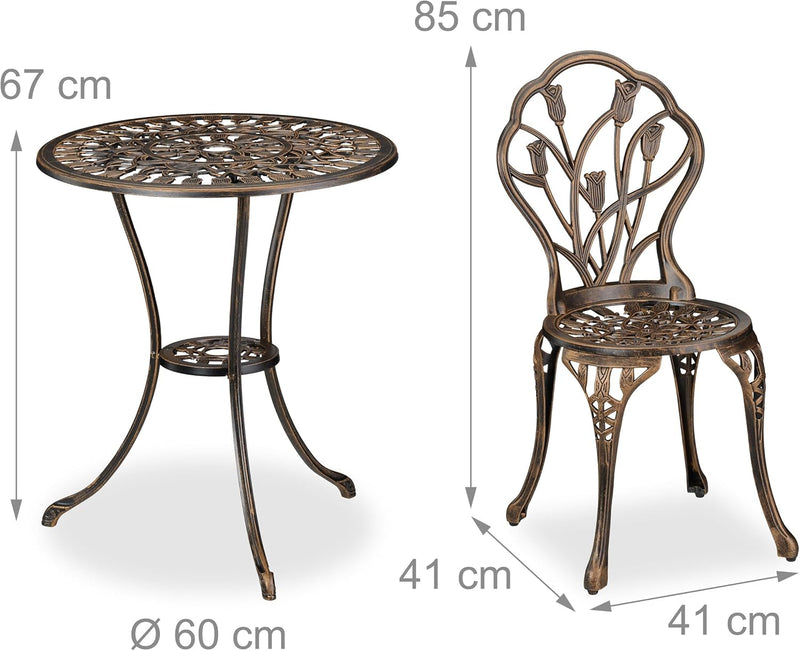 Garden Bistro Set 3-Piece Table 2 Chairs Antique