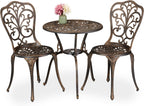 Garden Bistro Set 3-Piece Table 2 Chairs Antique