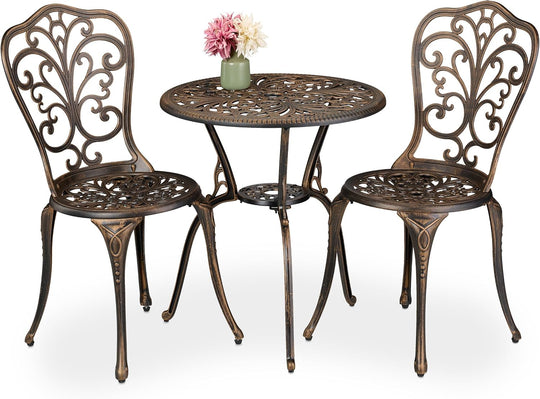 Garden Bistro Set 3-Piece Table 2 Chairs Antique