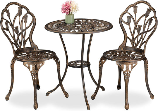 Garden Bistro Set 3-Piece Table 2 Chairs Antique