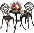 Garden Bistro Set 3-Piece Table 2 Chairs Antique