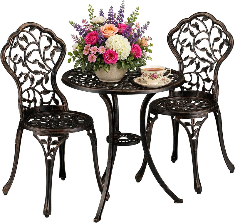 Garden Bistro Set 3-Piece Table 2 Chairs Antique