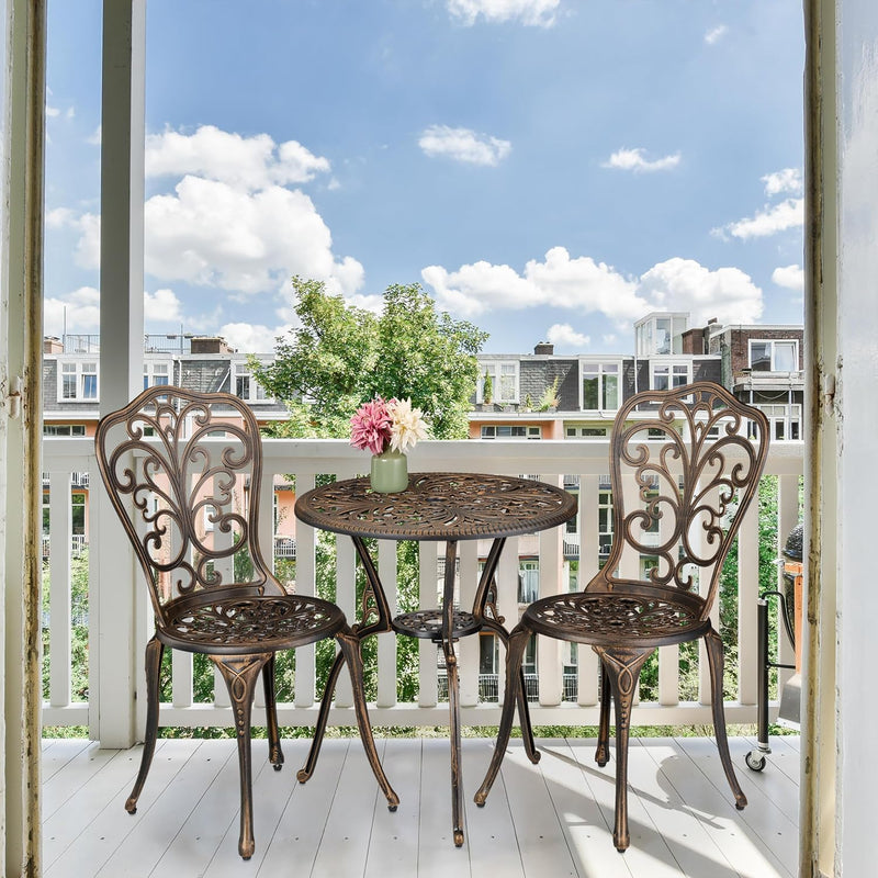 Garden Bistro Set 3-Piece Table 2 Chairs Antique