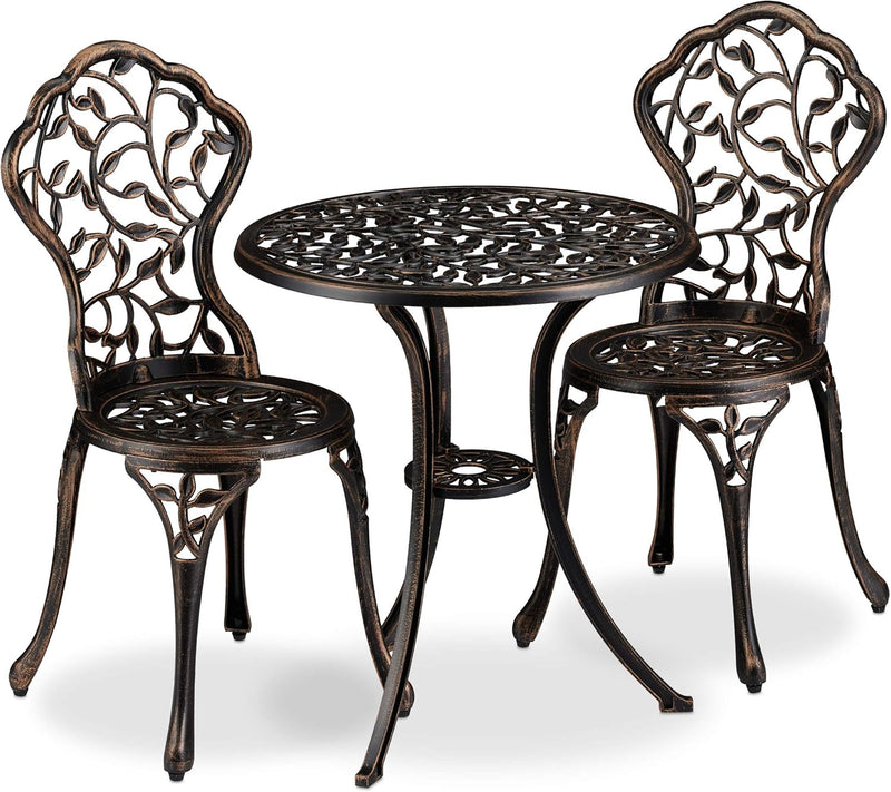 Garden Bistro Set 3-Piece Table 2 Chairs Antique