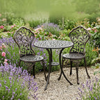 Garden Bistro Set 3-Piece Table 2 Chairs Antique