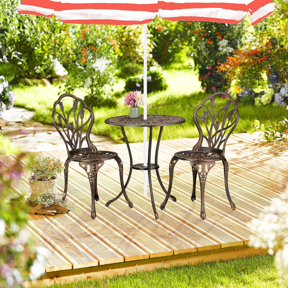 Garden Bistro Set 3-Piece Table 2 Chairs Antique