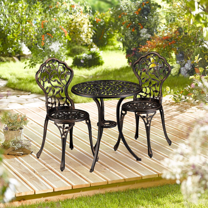 Garden Bistro Set 3-Piece Table 2 Chairs Antique