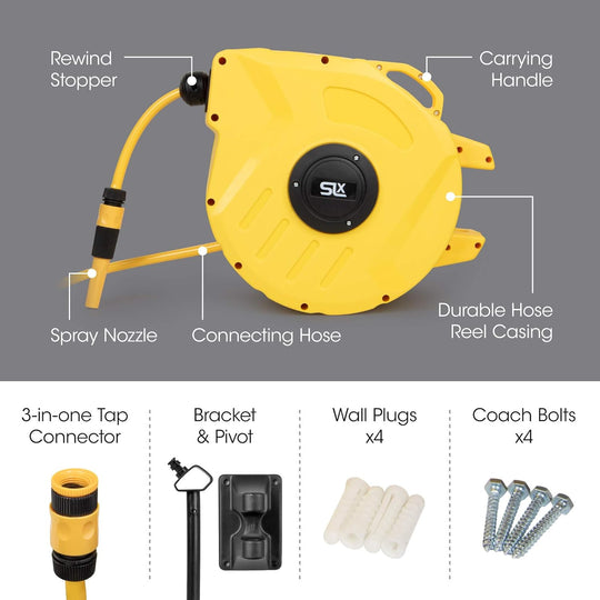Garden Hose Pipe 20m Wall Mounted Reel Auto