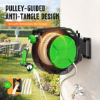 Garden Hose Reel 2-In-1 Wall Mounted Portable Auto
