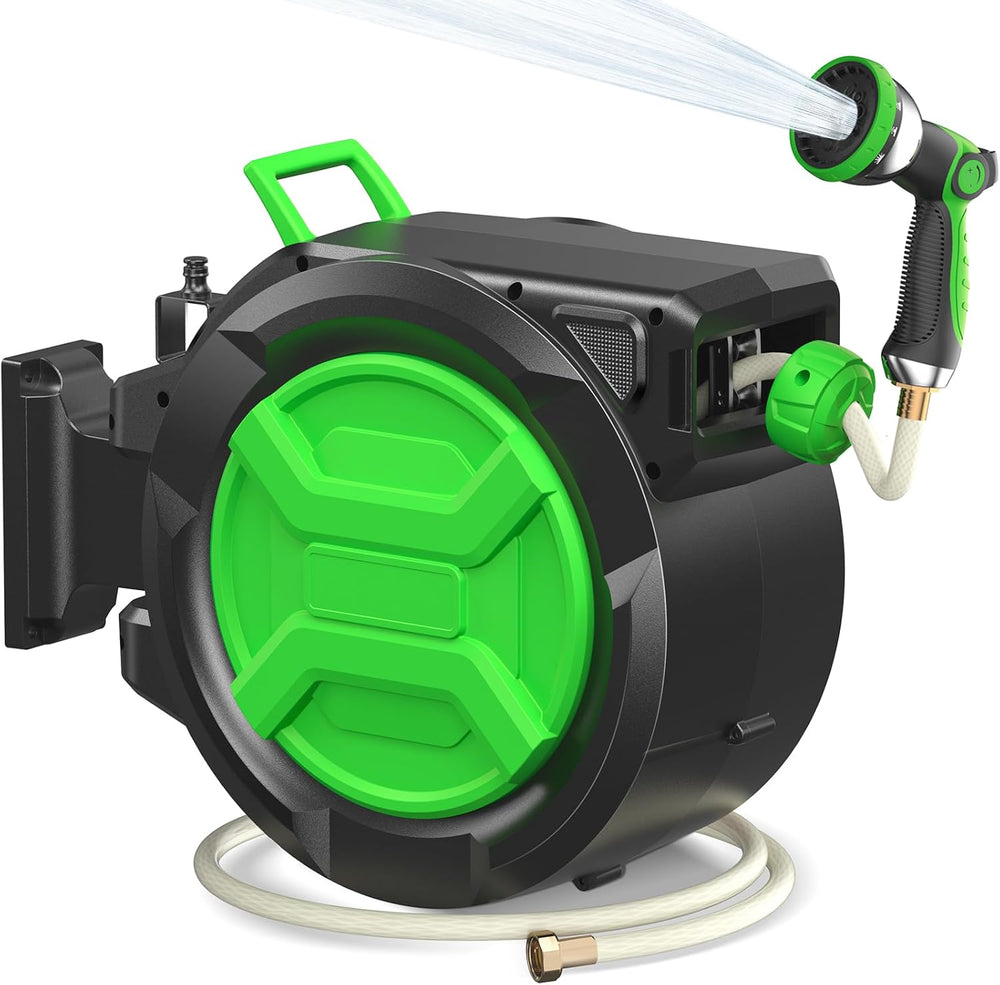 Garden Hose Reel 2-In-1 Wall Mounted Portable Auto