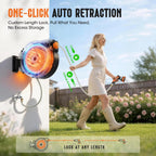 Garden Hose Reel 2-In-1 Wall Mounted Portable Auto