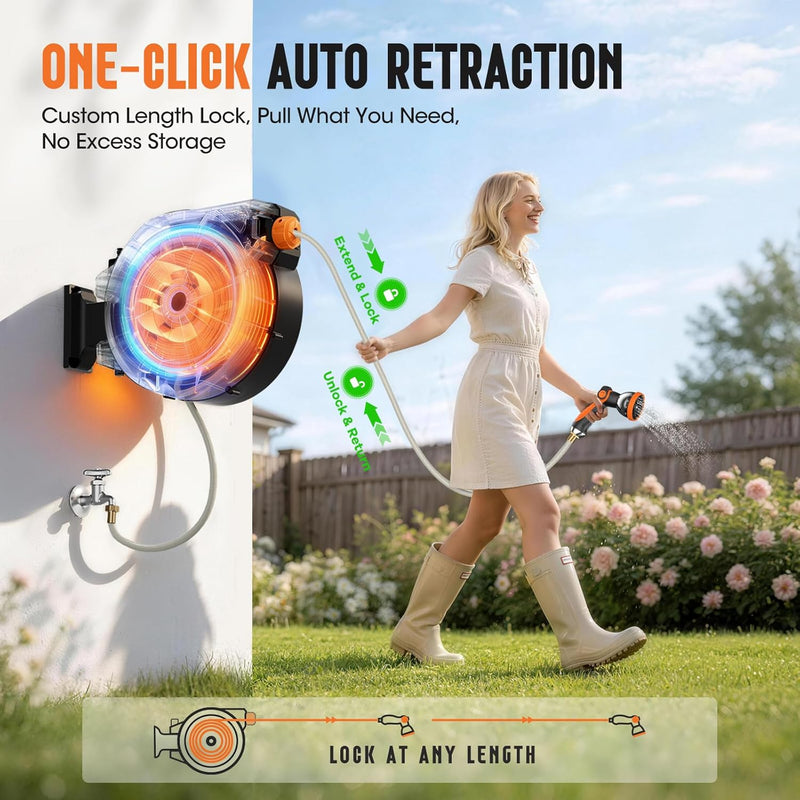 Garden Hose Reel 1 2" X 30+2m Retractable