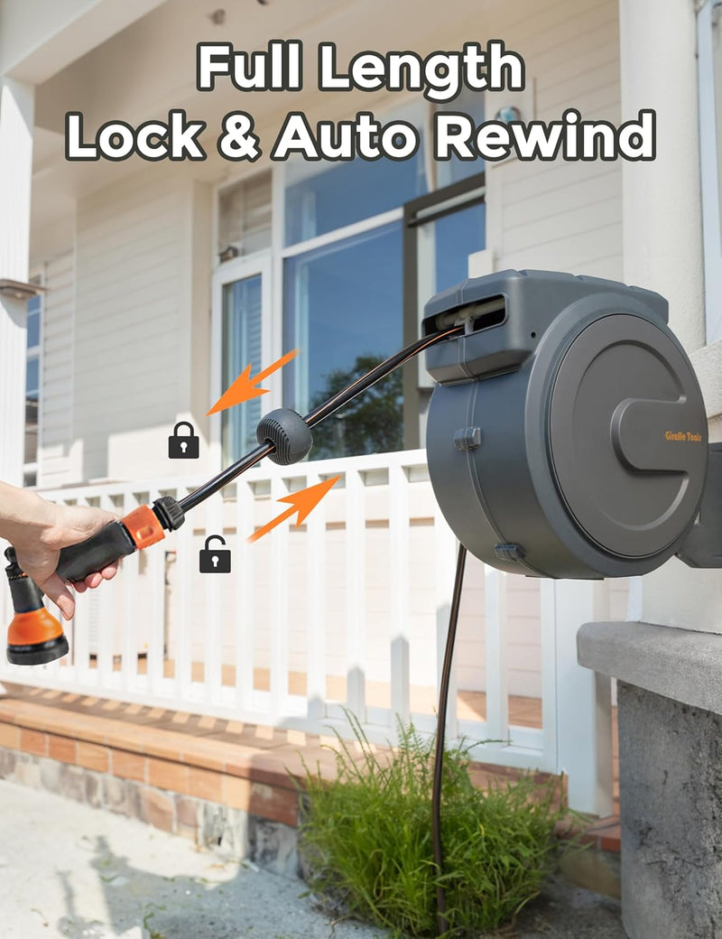 Garden Hose Reel Kit with Tap Splitter