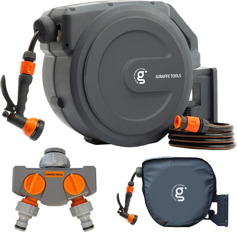 Garden Hose Reel Kit with Tap Splitter