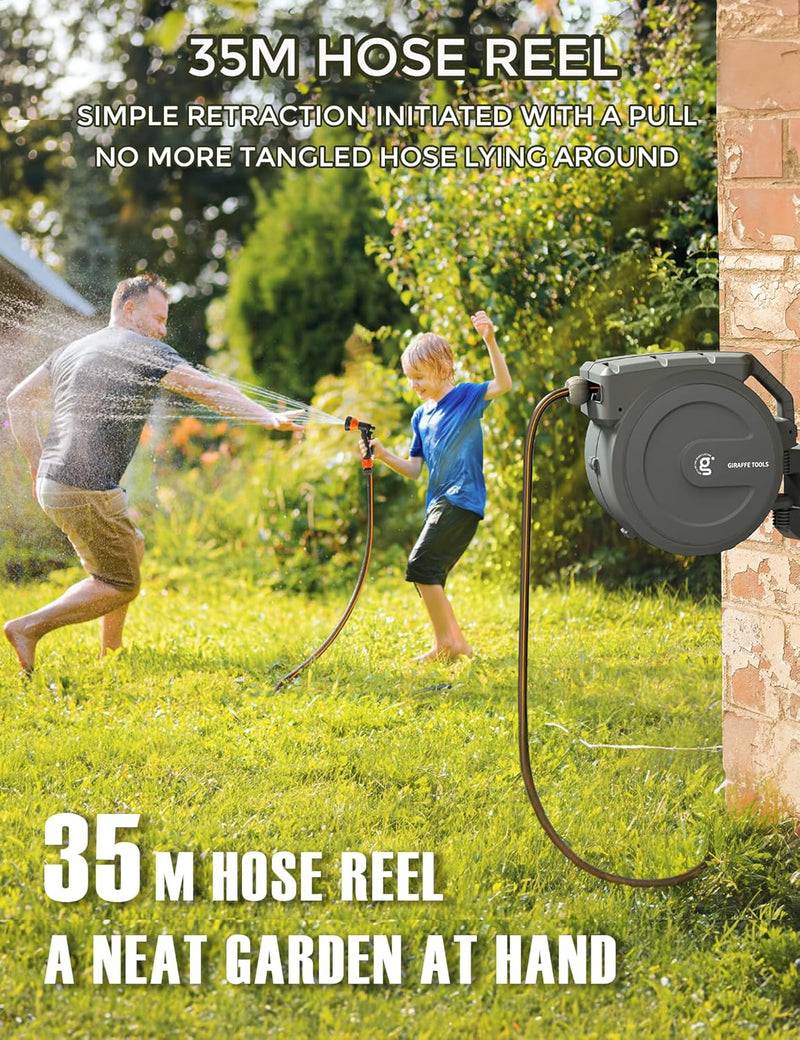Garden Hose Reel Kit with Tap Splitter