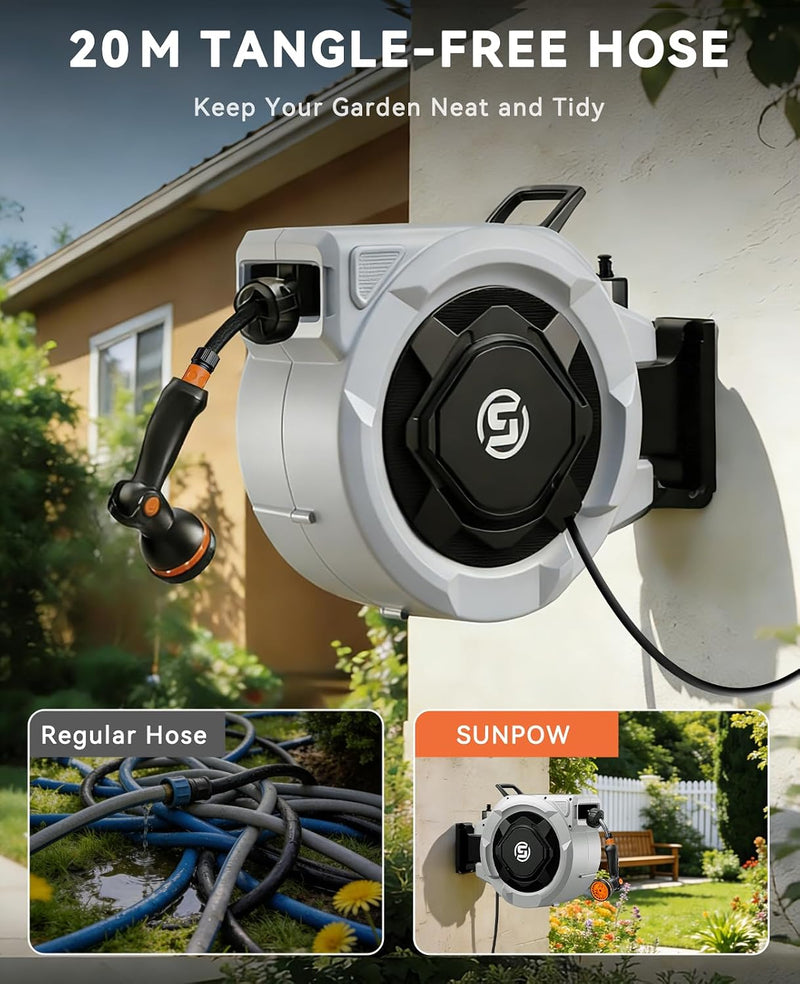Garden Hose Reel Wall Mounted 25m+2m Retractable Pipe