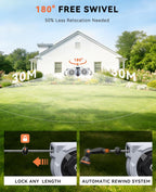 Garden Hose Reel Wall Mounted 25m+2m Retractable Pipe