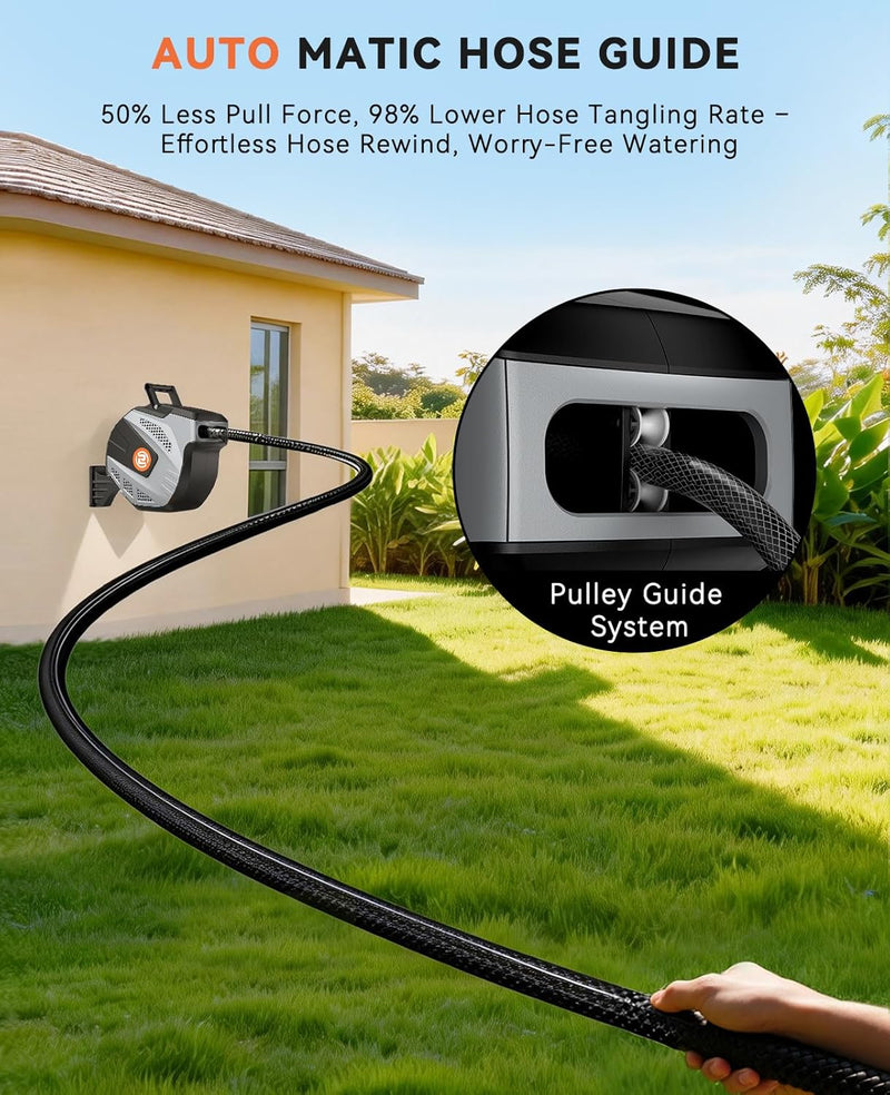 Garden Hose Reel Wall Mounted 25m+2m Retractable Pipe