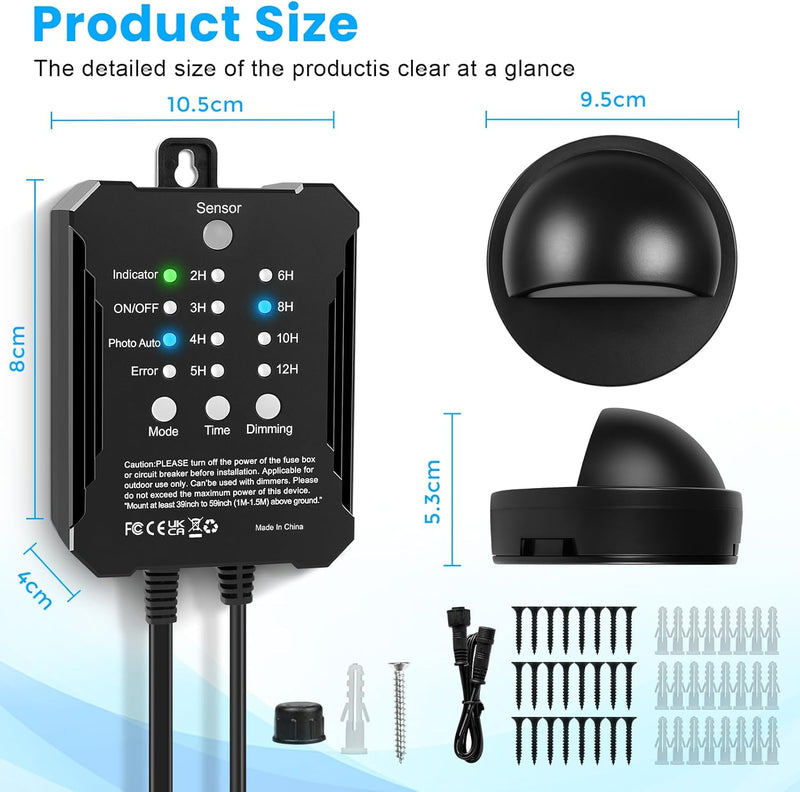Garden Lights Mains Powered with Timer and Photocell (8 Pack)