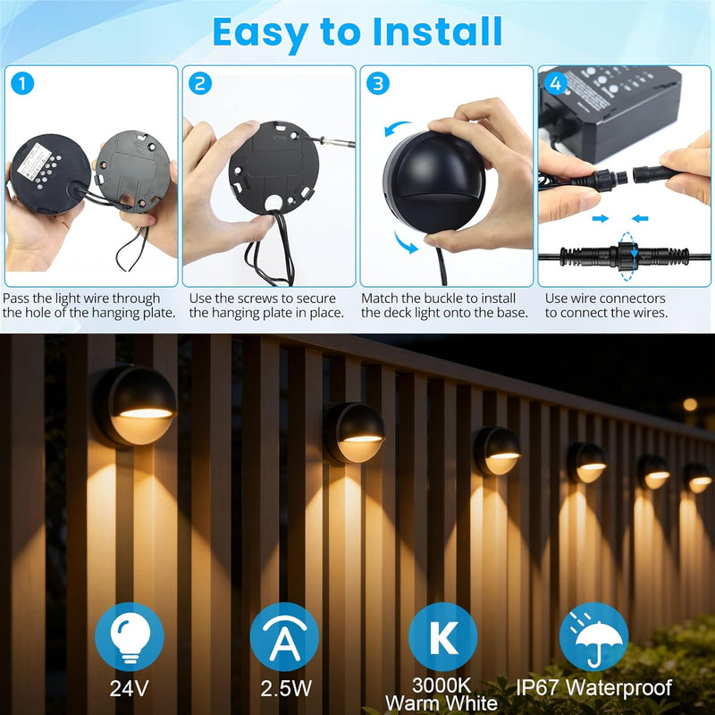 Garden Lights Mains Powered with Timer and Photocell (8 Pack)