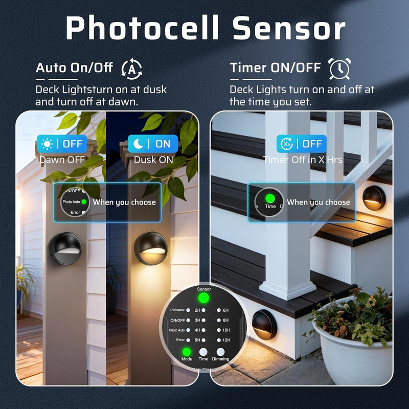 Garden Lights Mains Powered with Timer and Photocell (8 Pack)