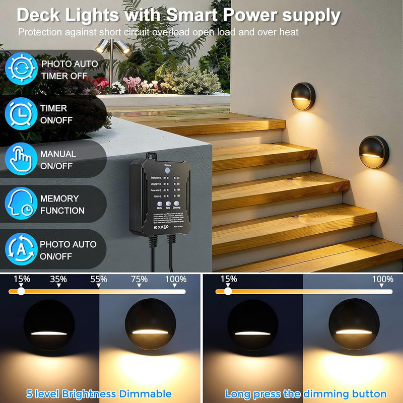 Garden Lights Mains Powered with Timer and Photocell (8 Pack)