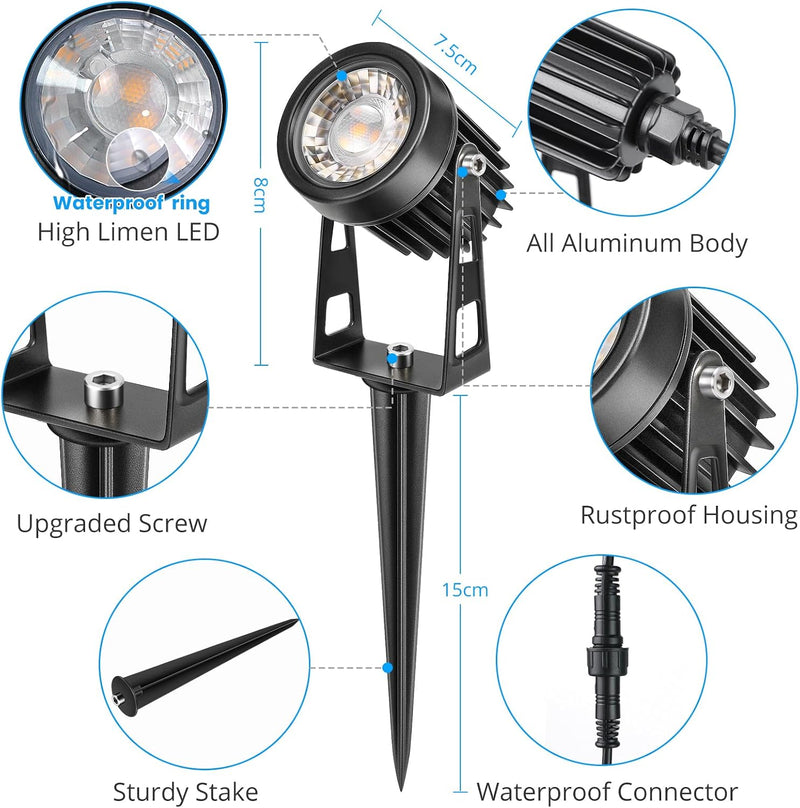Garden Lights Mains Powered with Timer and Photocell (8 Pack)
