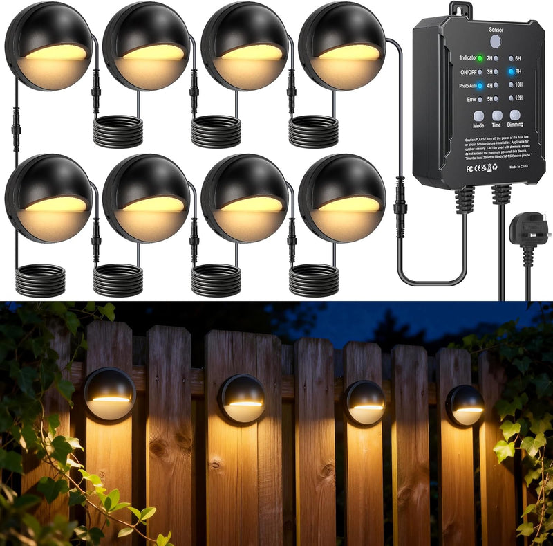 Garden Lights Mains Powered with Timer and Photocell (8 Pack)