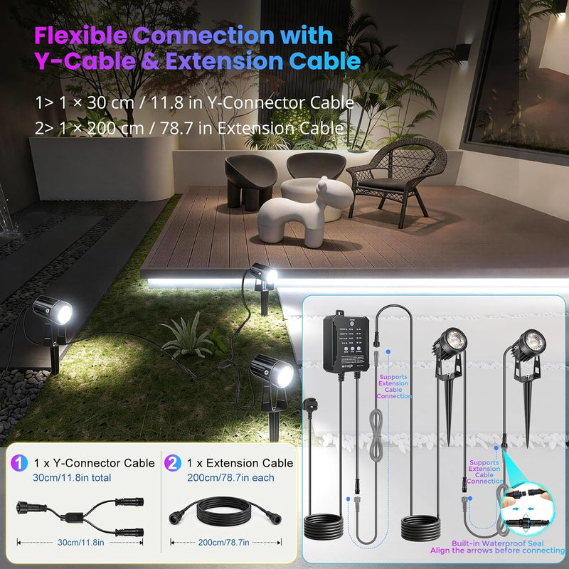 Garden Lights Mains Powered with Timer and Photocell (8 Pack)