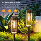 Garden Lights Solar Powered with Warm Tungsten Filament (4 Pack)