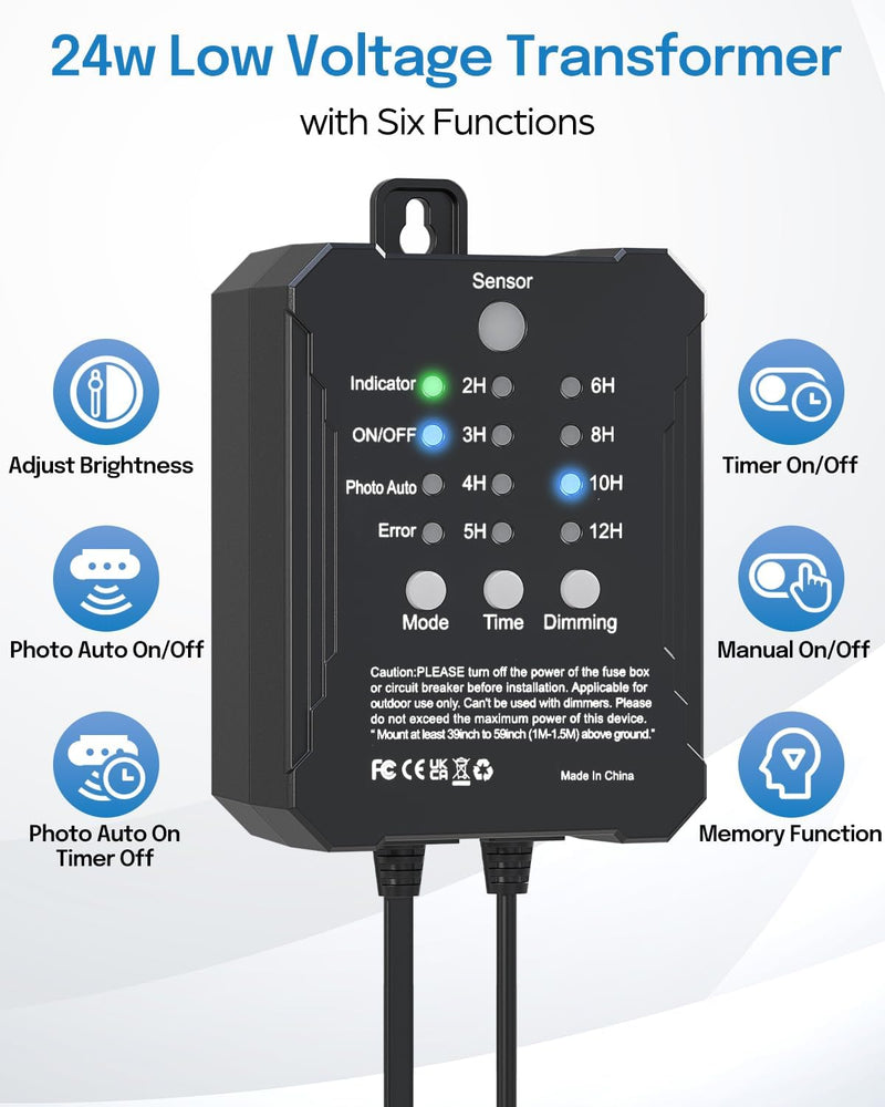 Garden Lights with Transformer Photocell Sensor 68FT Waterproof